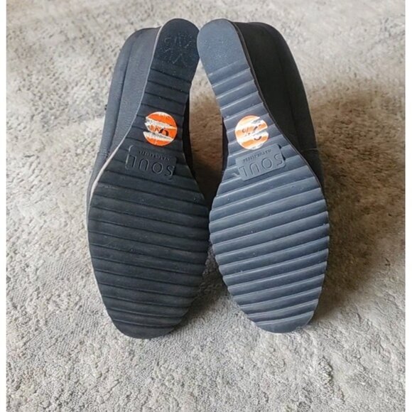 Soul Naturalizer Womens Sz 9.5 Hudson Black Faux Leather Zip Wedge Ankle Booties - Picture 5 of 9